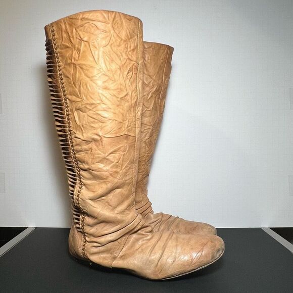 Womens SAM EDELMAN Berlin Tan Leather Knee High Boots / Size 7.5 Medium - Picture 1 of 8
